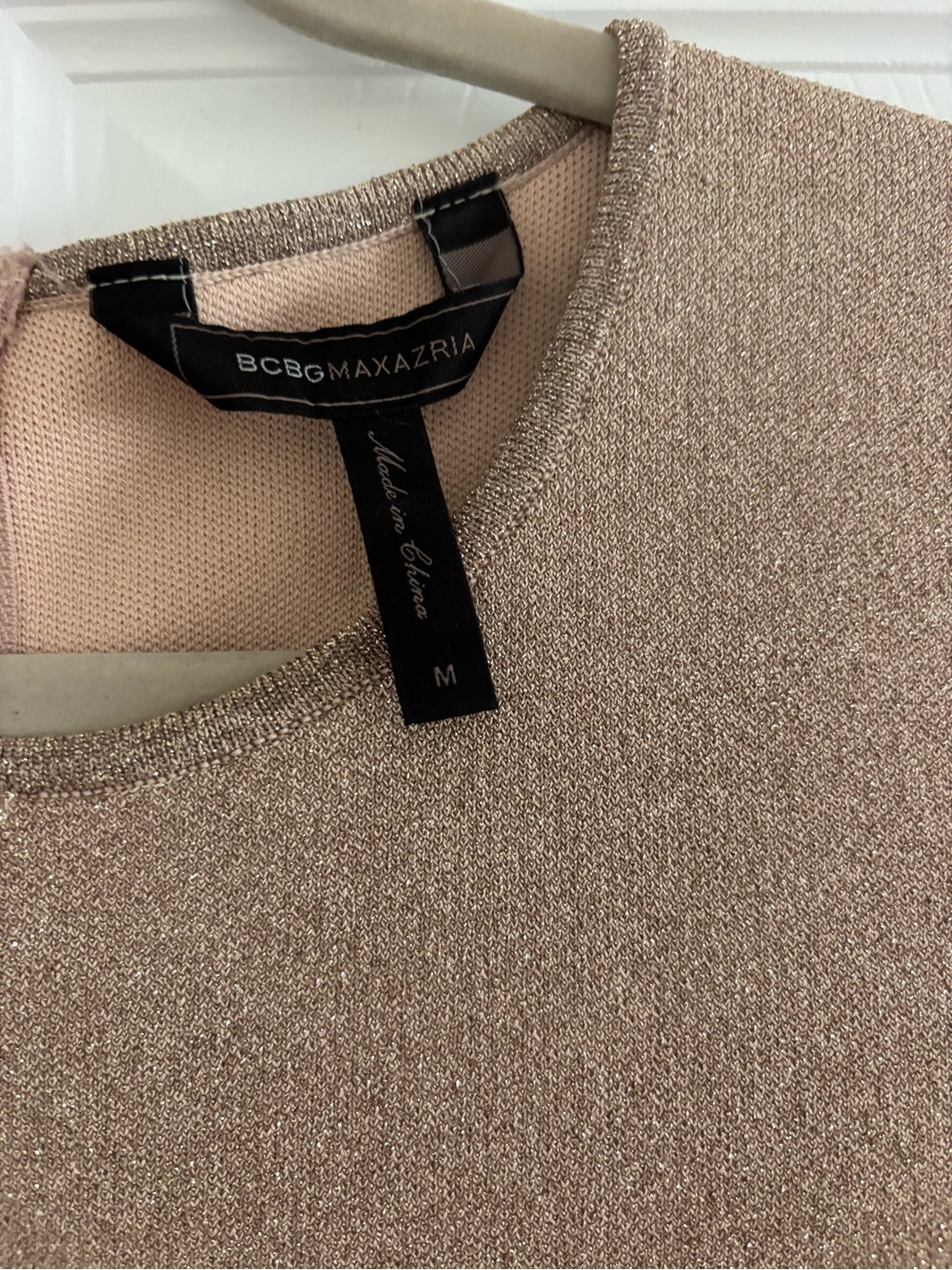 BCBGMaxAzria Metallic Taupe Cold-Shoulder Body Con dress - Picture 5 of 7